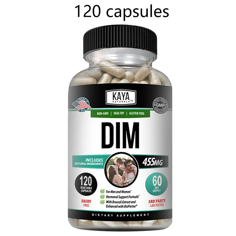 DIM Supplement for Men and Women, Supports Hormone Balance, Postmenopause, Detoxification, Mood & Skin Health, 120 Capsules