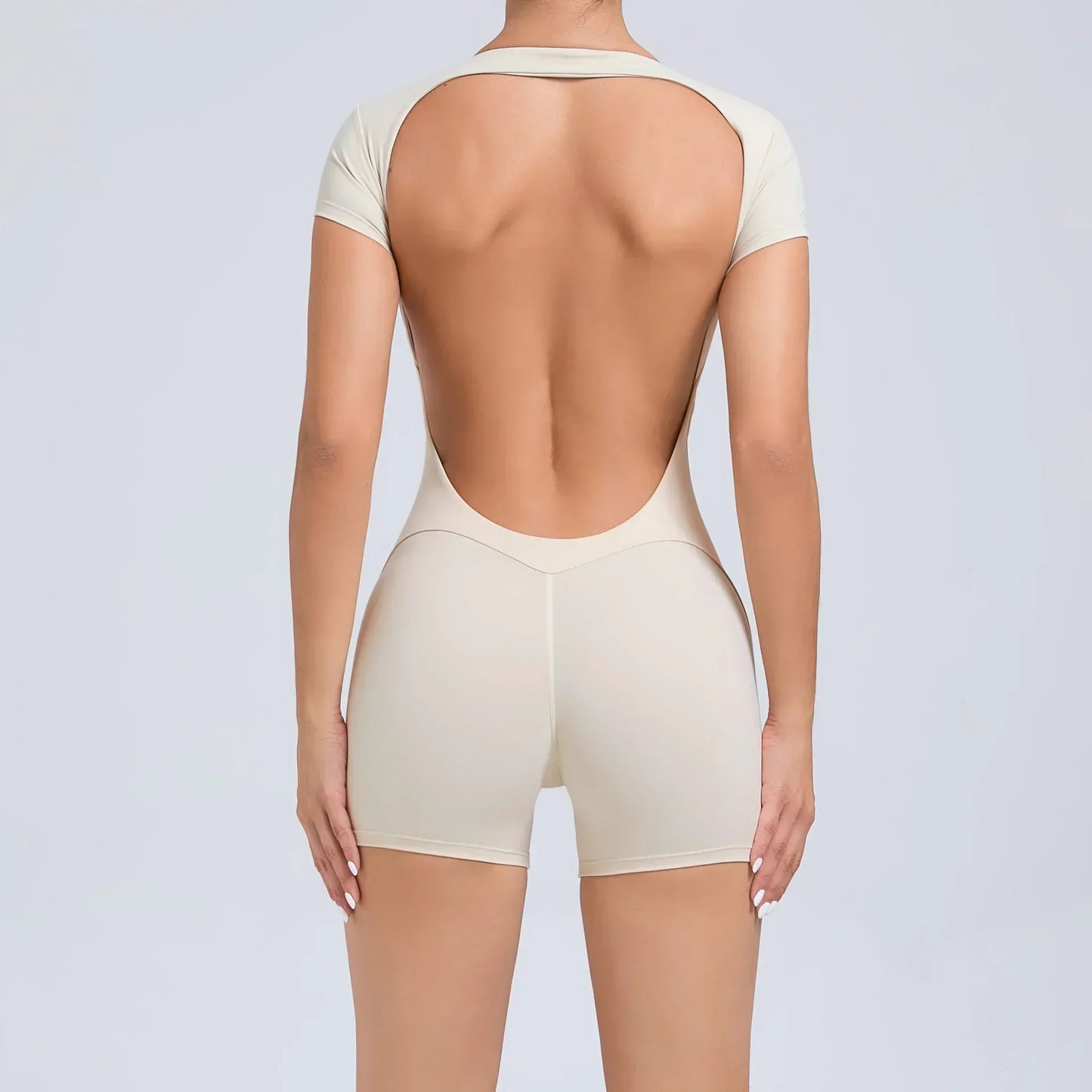 Seamless Yoga Jumpsuits Sports Fitness Hip-lifting Short-sleeved Backless One-piece Workout Gym Leggings Tracksutis for Women