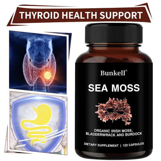 Organic Irish Moss Supplement Capsules, Boosts Immune System, Supports Thyroid Health, Supports Gut Health, Skin Health
