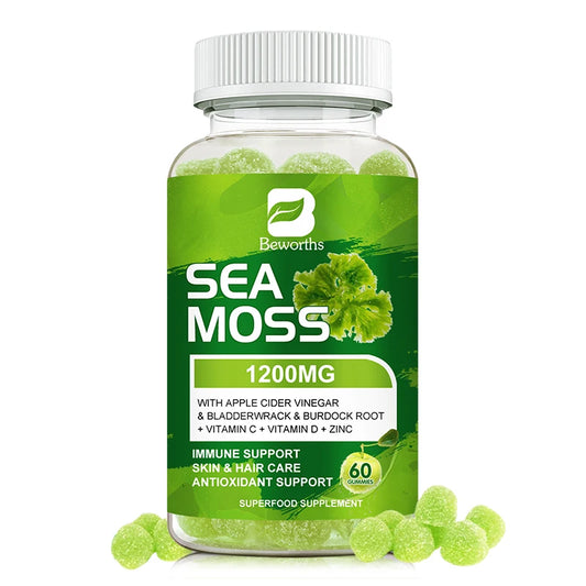 Sea Moss Gummies with Bladderwrack & Burdock Root for Thyroid Energy Immune Support Sea moss Supplement