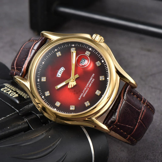 2025 New Luxury Men's Automatic Watch, Sapphire Crystal, Date Display, 100M Waterproof, Genuine Leather Strap, Business Casual