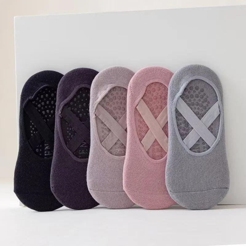 3 Pairs/5 Pairs/1 Pair Yoga Socks Women Cotton Silicone Non-slip Pilates Grip Towel No-Show Barre Breathable Bandage Sports Sock