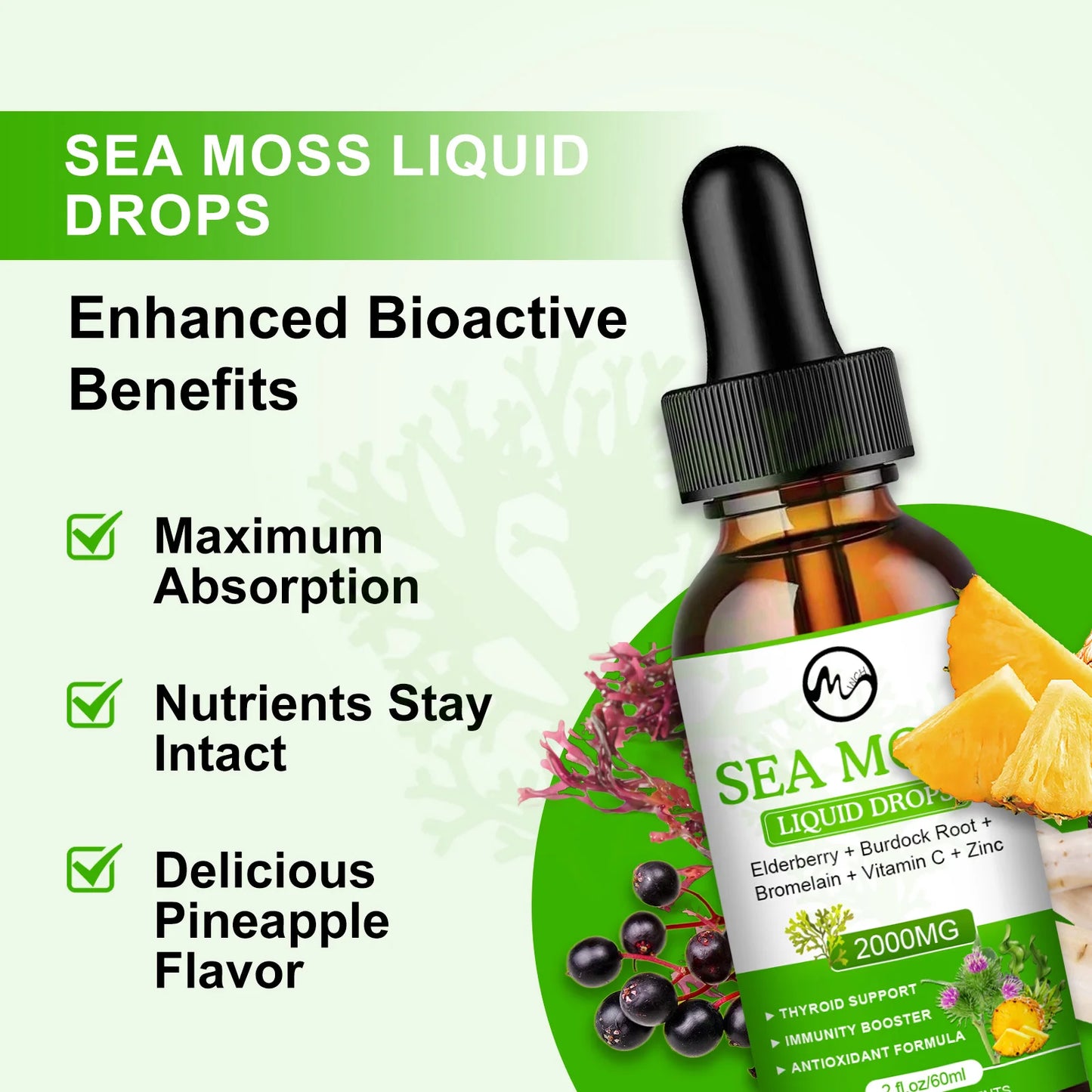 Organic Sea Moss Drops - Irish Sea Moss - Joint Support Supplement - Immune Support Supplement
