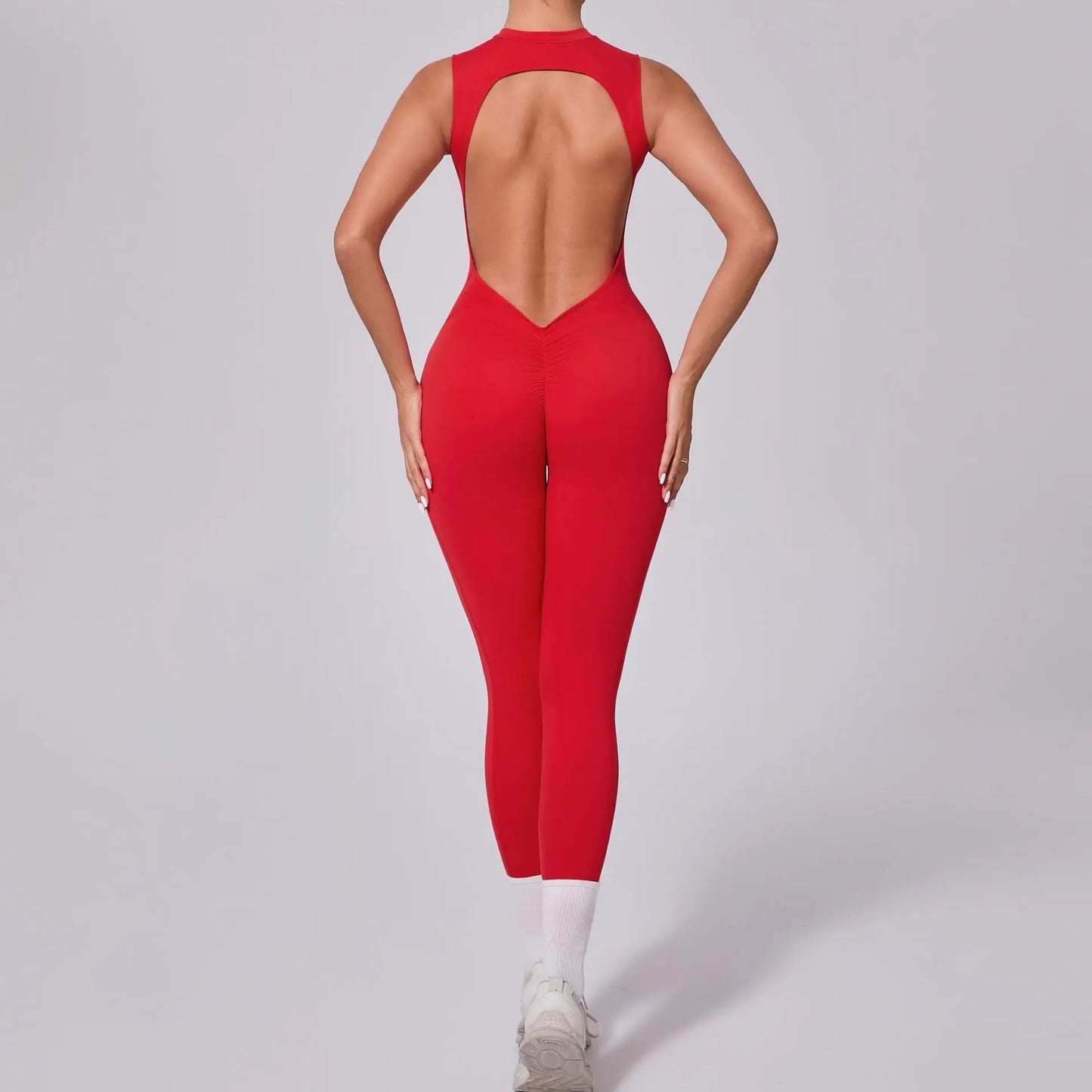 Seamless Yoga Jumpsuits Sports Fitness Hip-lifting Short-sleeved Backless One-piece Workout Gym Leggings Tracksutis for Women