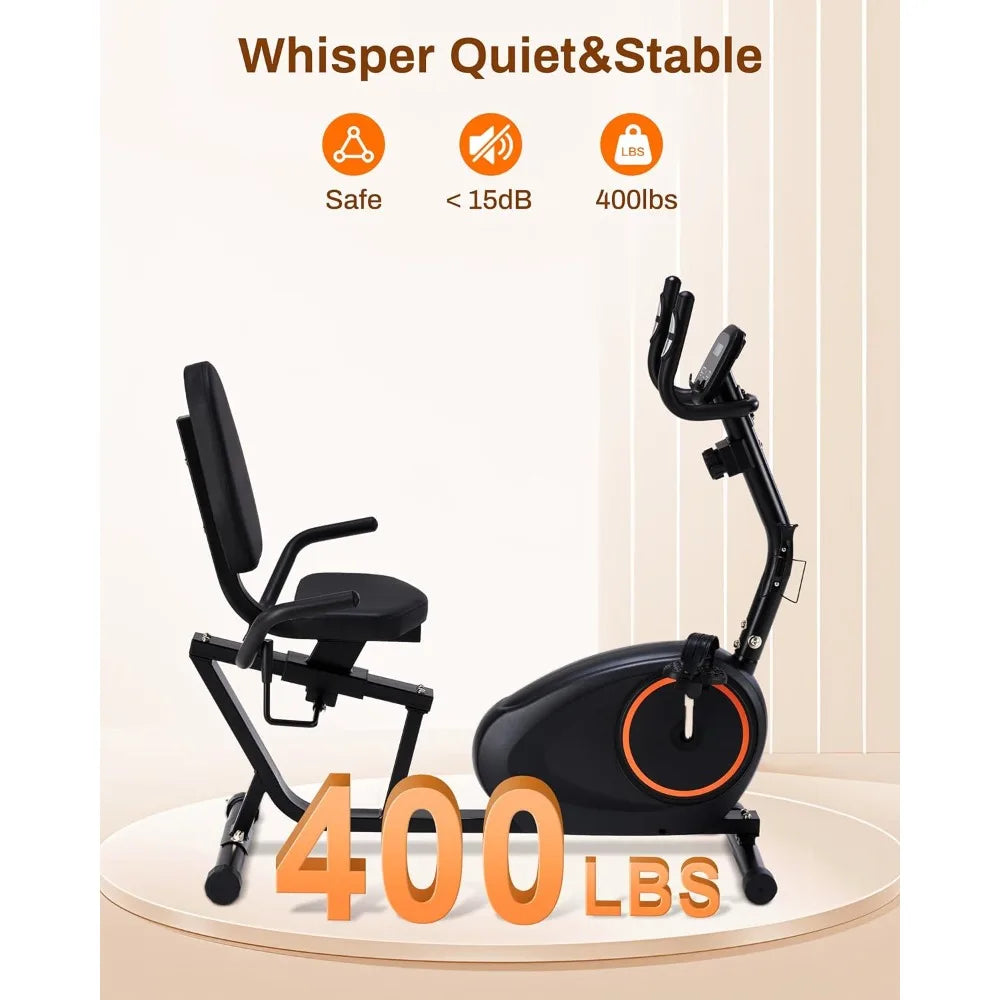 Recumbent Exercise Bike for Home with Quiet 16 Levels Magnetic Resistance, Recumbent Bike for Seniors & Adults