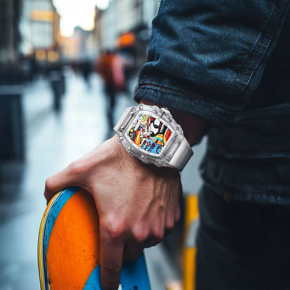 BOZLUN Funny Creative Vitality Dial Wristwatch For Men Women Fashion Movement Mechanical Watch Personalized Comic Octopus Watch