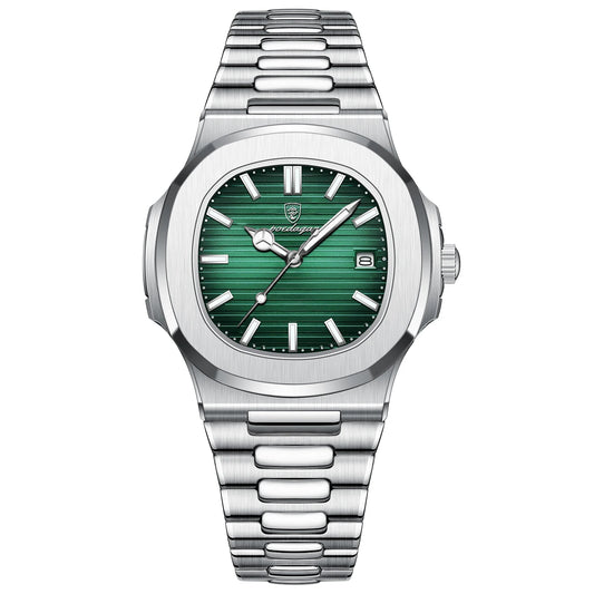 POEDAGAR Luxury Casual Watch Square Dial Stainless Steel