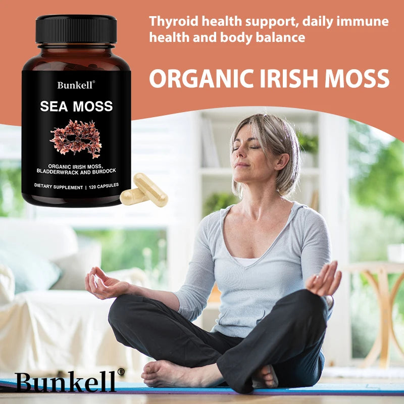 Organic Irish Moss Supplement Capsules, Boosts Immune System, Supports Thyroid Health, Supports Gut Health, Skin Health