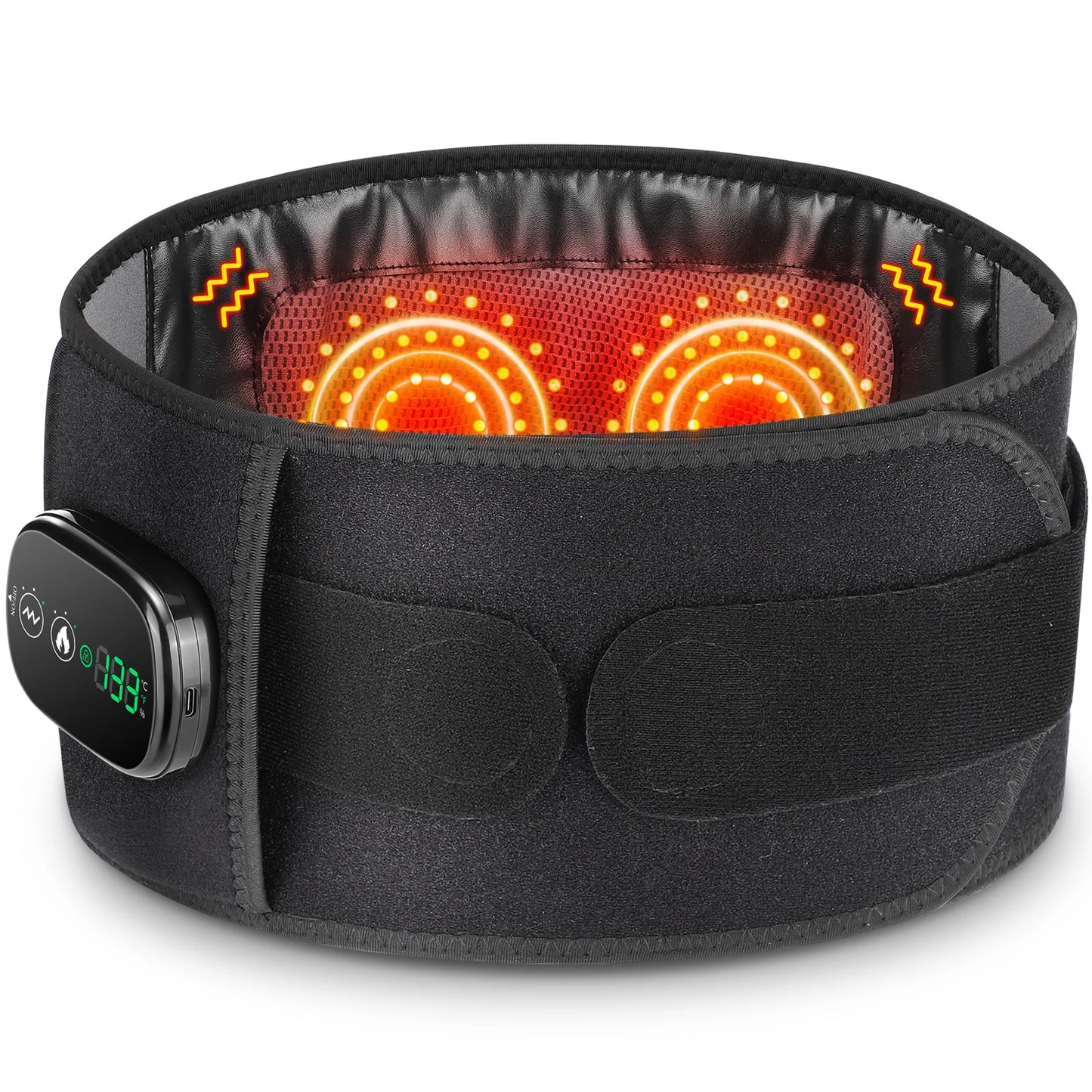Heating Vibration Massager Belt, Red Light Hot Compress Waist Support Brace Waist Back Massage Lumbar Support Belt Health Care