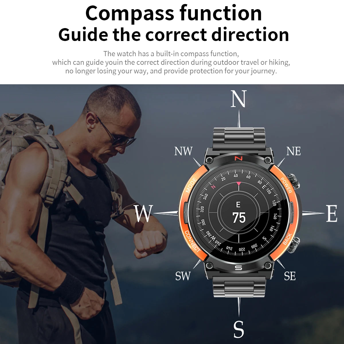 LIGE New 1.52 Inch Screen Bluetooth Call Smartwatch Men Compass Heart Rate Blood Oxygen Monitor 420MAH Long Standby Sports Watch