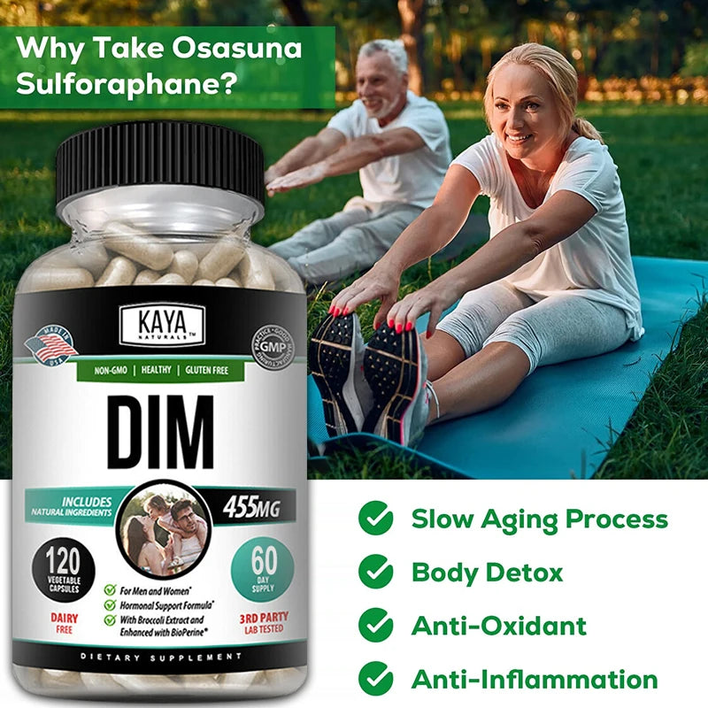 DIM Supplement for Men and Women, Supports Hormone Balance, Postmenopause, Detoxification, Mood & Skin Health, 120 Capsules