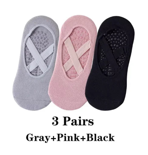 3 Pairs/5 Pairs/1 Pair Yoga Socks Women Cotton Silicone Non-slip Pilates Grip Towel No-Show Barre Breathable Bandage Sports Sock