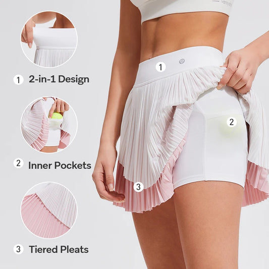 Guangdong Pleated Tennis Skirt With Pockets High Waisted