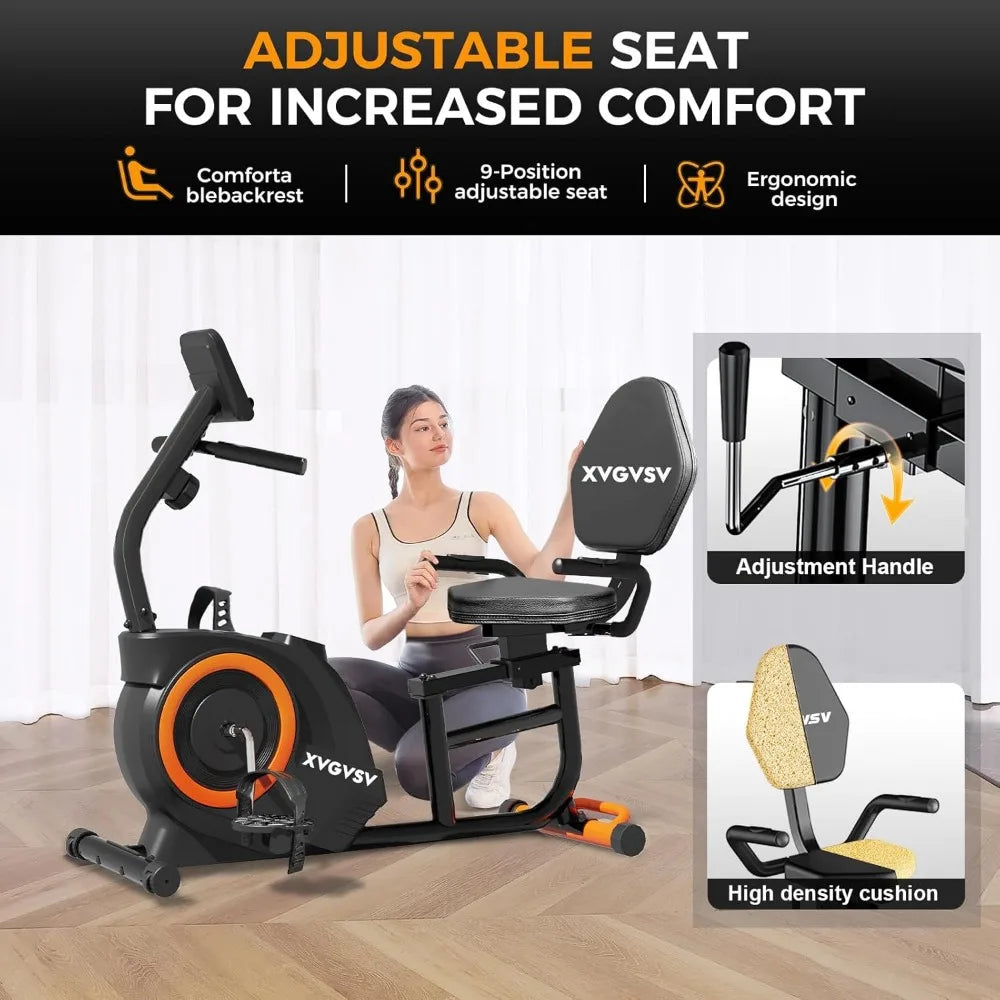 Recumbent Exercise Bike, Recumbent Stationary Bike for Home, Recumbent Bike with 400LB Weight Capacity Whisper-Quiet 16 Levels M