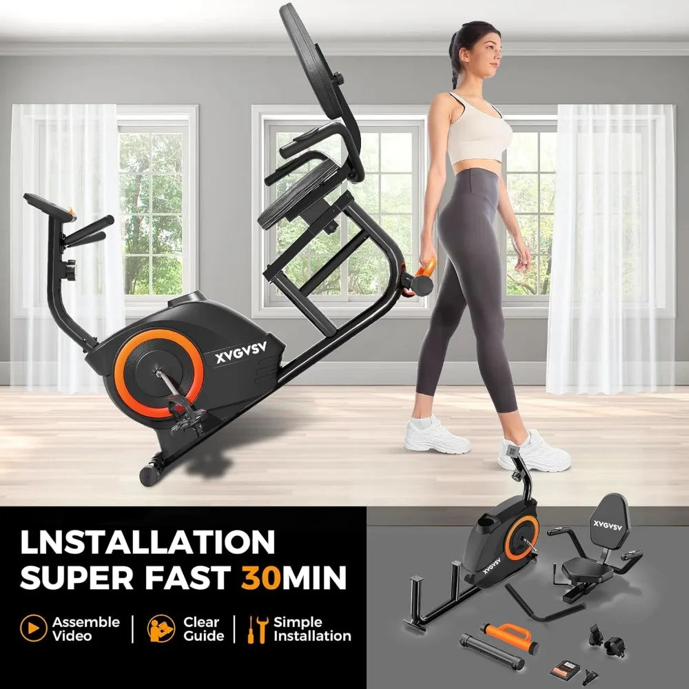 Recumbent Exercise Bike, Recumbent Stationary Bike for Home, Recumbent Bike with 400LB Weight Capacity Whisper-Quiet 16 Levels M