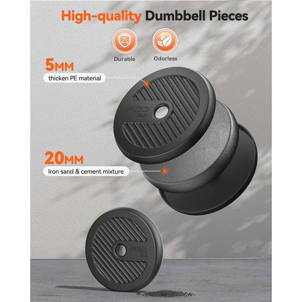 Adjustable Dumbbell Set 5 in 1 for Barbells and Kettlebells