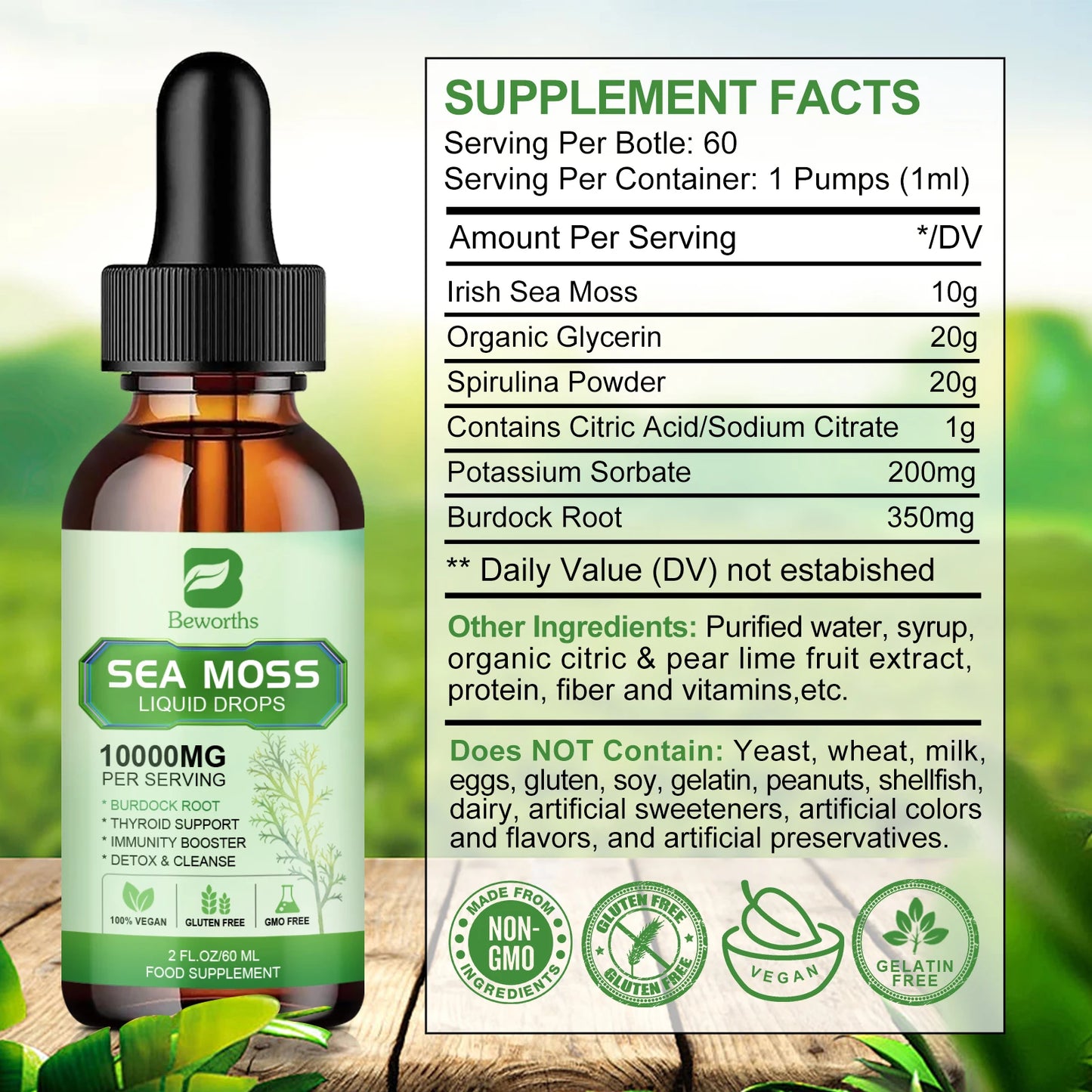 Sea Moss Liquid Drops - Sea Moss Black Seed Oil Multimineral Seamoss Supplement Support Antioxidant, Immune, Gut Health