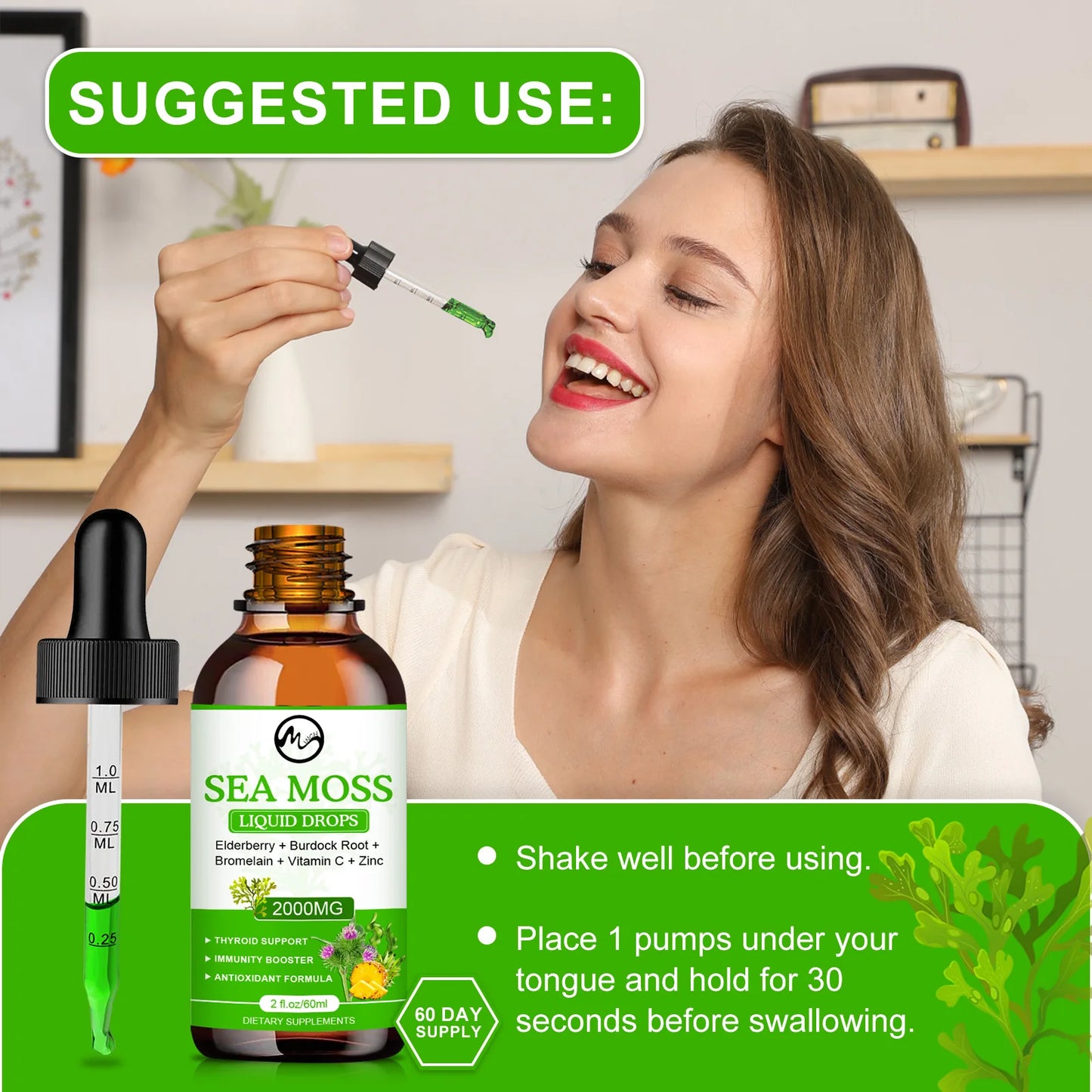Organic Sea Moss Drops - Irish Sea Moss - Joint Support Supplement - Immune Support Supplement