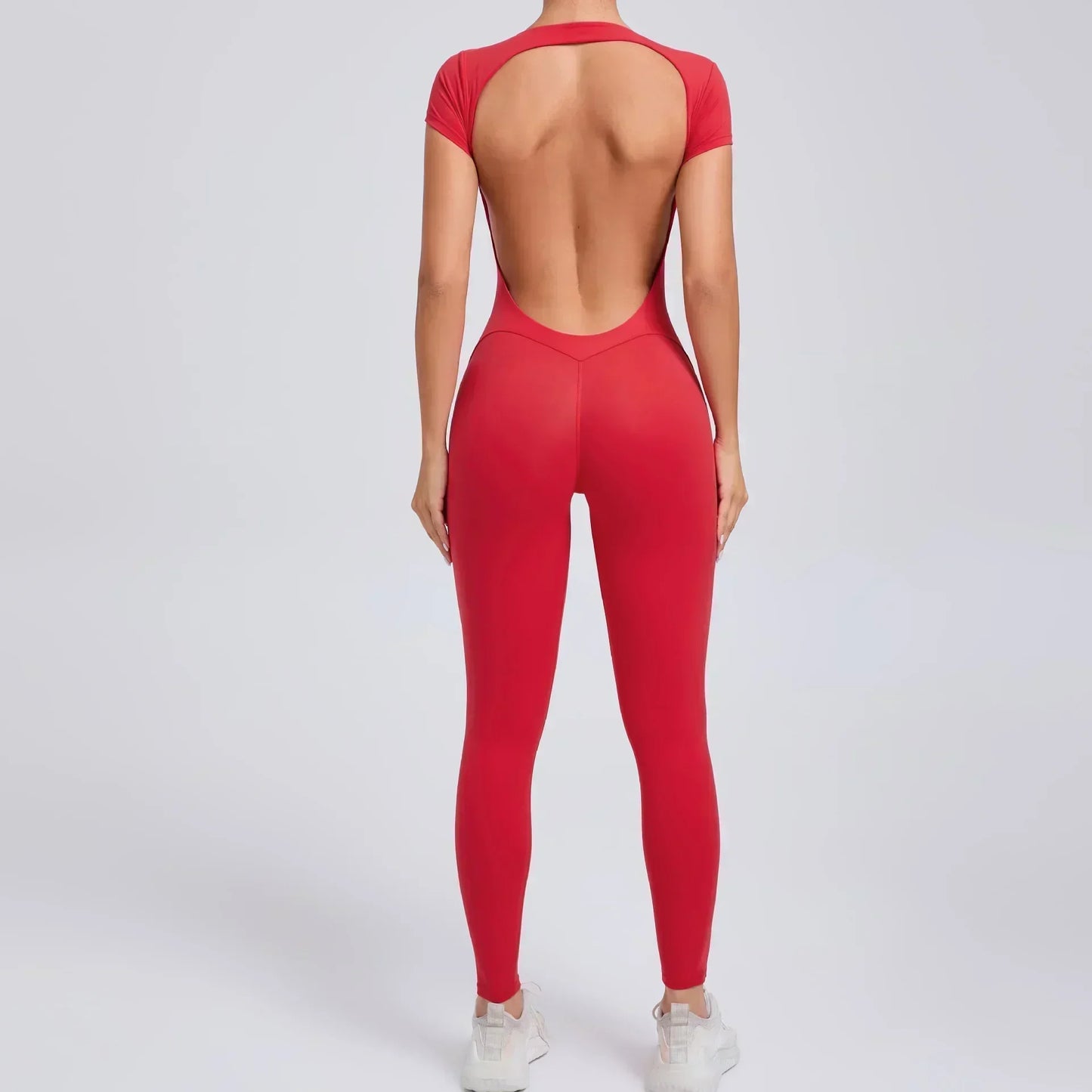 Seamless Yoga Jumpsuits Sports Fitness Hip-lifting Short-sleeved Backless One-piece Workout Gym Leggings Tracksutis for Women