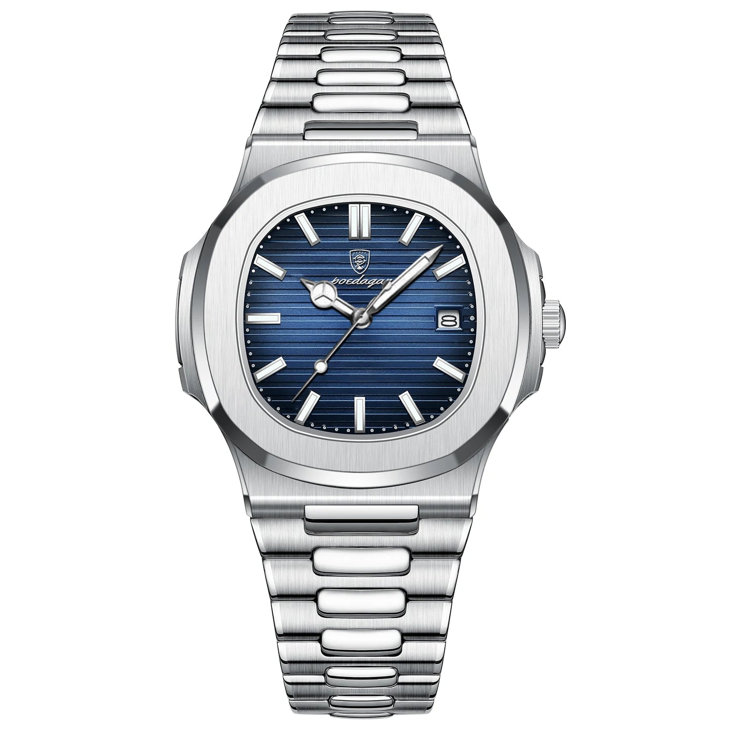 POEDAGAR Luxury Casual Watch Square Dial Stainless Steel