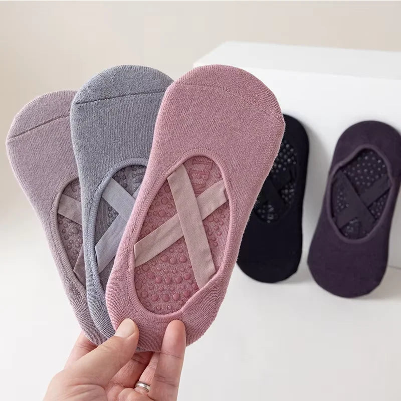 3 Pairs/5 Pairs/1 Pair Yoga Socks Women Cotton Silicone Non-slip Pilates Grip Towel No-Show Barre Breathable Bandage Sports Sock