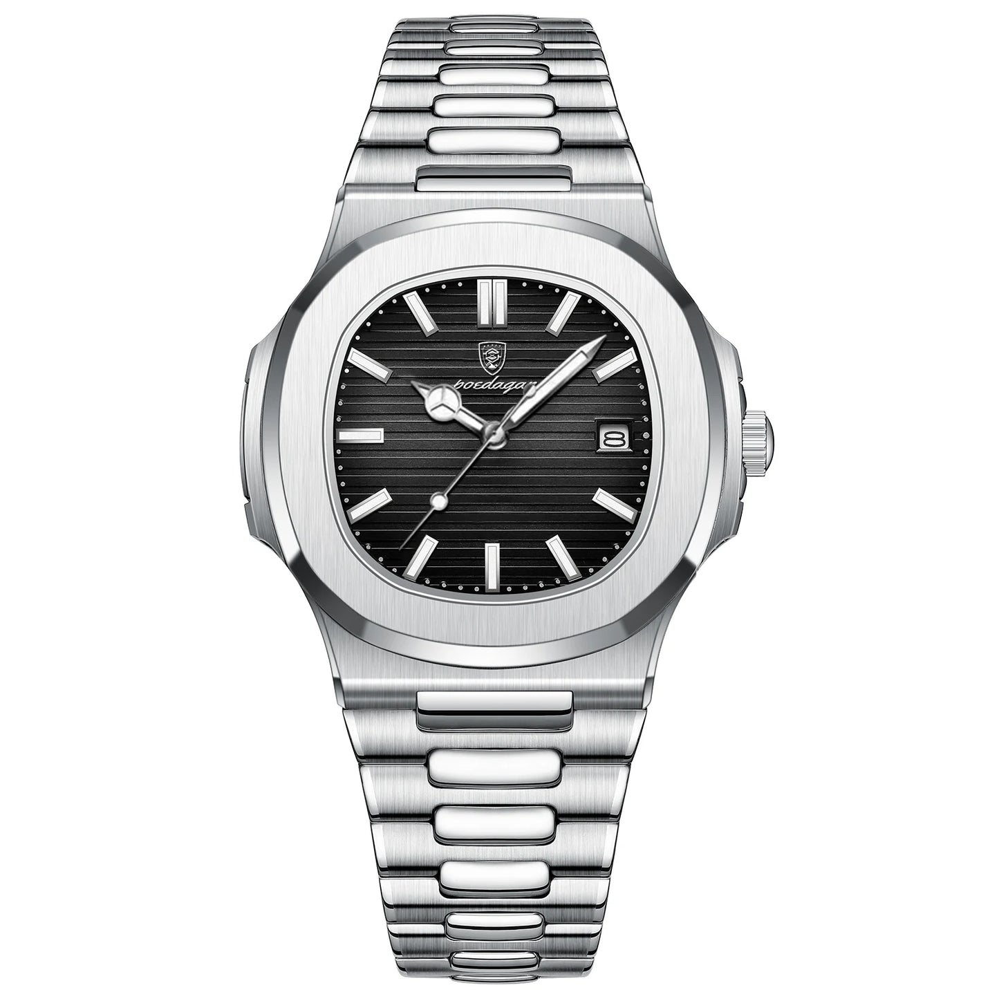 POEDAGAR Luxury Casual Watch Square Dial Stainless Steel